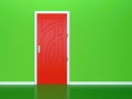 Red door and green wall Royalty Free Stock Photo