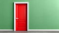 Red door in green wall, creating a striking contrast. Royalty Free Stock Photo