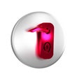 Red Door handle icon isolated on transparent background. Door lock sign. Silver circle button. Royalty Free Stock Photo