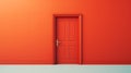 Bold And Playful 3d Rendering Of A Red Door In A White Room