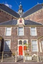 Red door of the Noorderkerk church in Amsterdam