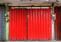 The red door of old house at Quezon city in Manila, Philippines Royalty Free Stock Photo