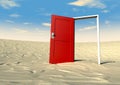 Red Door Open In A Desert Royalty Free Stock Photo