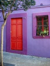 Red door and purple wall