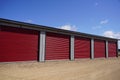 Red door storage units being used by the community Royalty Free Stock Photo