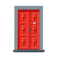 Red Door in Vintage Style, Architactural Design Element Vector Illustration Royalty Free Stock Photo