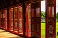 Red doors in Hue Forbidden city Royalty Free Stock Photo
