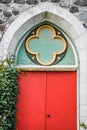 Red Doors with Ivy, Stone Architecture Royalty Free Stock Photo