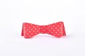 Red dotted bow tie on white background. Royalty Free Stock Photo