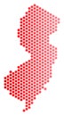 Red Dotted New Jersey State Map Royalty Free Stock Photo