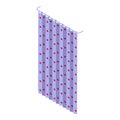 Red dotted shower curtain icon, isometric style Royalty Free Stock Photo