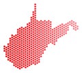 Red Dotted West Virginia State Map Royalty Free Stock Photo