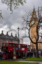 Red double-decker bus and Big Ben tower in London, UK Royalty Free Stock Photo