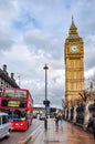 Red double-decker bus and Big Ben tower, London, UK Royalty Free Stock Photo