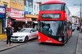 Red double decker bus at the Camden Town street market in London Royalty Free Stock Photo