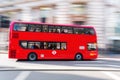 Red double-decker bus in London, UK, in motion blur Royalty Free Stock Photo