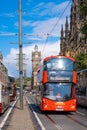 Red double decker bus at Princes Street in Edinburgh Royalty Free Stock Photo