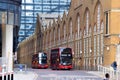 Red double-decker buses at Liverpool Street Station, London Royalty Free Stock Photo