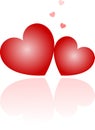 Red double hearts with mirroring