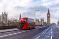 Red doubledecker on Westminster bridge