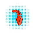 Red down arrow icon, comics style Royalty Free Stock Photo
