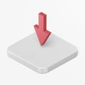Red down arrow icon. 3d rendering square button key isometric view, interface ui ux element Royalty Free Stock Photo