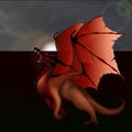 Red dragon against the gray sky Royalty Free Stock Photo