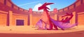 Red dragon on ancient arena for gladiators fight