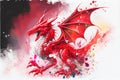 Red Dragon animal watercolour illustration portrait