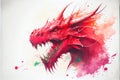 Red Dragon animal watercolour illustration portrait