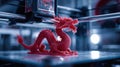 red dragon 3d printing process Royalty Free Stock Photo