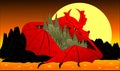 Red dragon guarding the castle Royalty Free Stock Photo