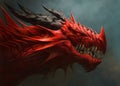 Red dragon head digital painting