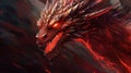 Red dragon head digital painting. Fantasy red dragon head - digital illustration. Generative AI Royalty Free Stock Photo