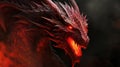 Red dragon head digital painting. Fantasy red dragon head - digital illustration. Generative AI Royalty Free Stock Photo