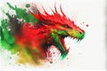 Red Dragon portrait Welsh flag Wales