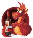 Red Dragon and red wine. Royalty Free Stock Photo
