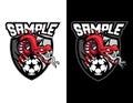 red dragon snake holding soccer ball modern animal mascot for esport logo and t-shirt illustration