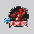 Red Dragon Spout Blue Fire Color Logo Illustration Royalty Free Stock Photo