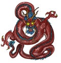 Red dragon tattoo Japanese style. Royalty Free Stock Photo