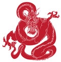 Red dragon tattoo Japanese style. Royalty Free Stock Photo