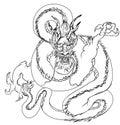 Red dragon tattoo Japanese style. Royalty Free Stock Photo