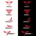 Red Dragonfly logo vector set art design