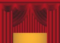 Red Draped Stage Curtain With Stage