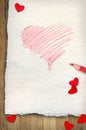 Red drawn heart on paper Royalty Free Stock Photo