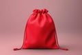 Red Drawstring Pouch on Pink