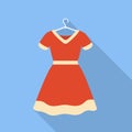 Red dress on hanger icon, flat style Royalty Free Stock Photo