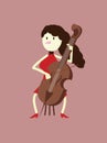 Red dress woman playing the cello. Royalty Free Stock Photo