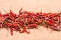 Red dried chili pepper on wooden background Royalty Free Stock Photo