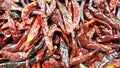 Red dried chillies background. spices